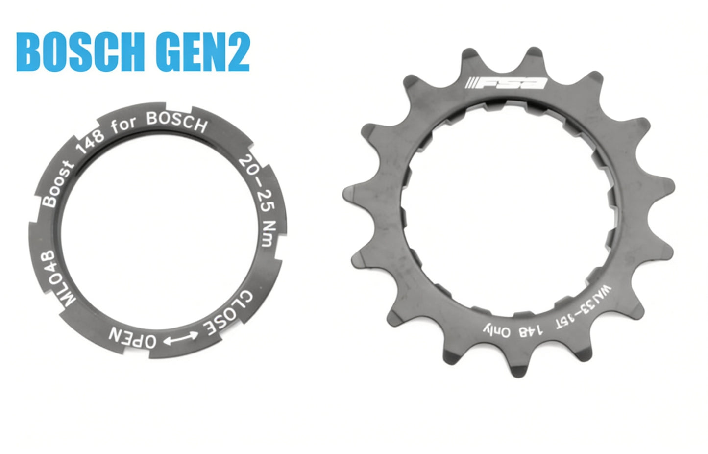 FSA BOOST Ritzel 15 Zähne mit Verschlussring und O-Ring für Bosch Gen2 E-Bike Motoren, 2,5 mm Offset für Boost 148.