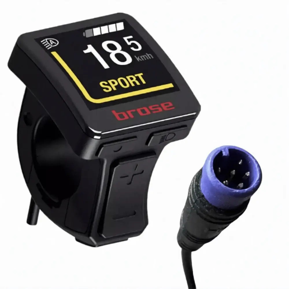 E-Bike Display-Einheit und Elektronik-Servicekit mit Anschlusskabeln und Steuerelementen zur Systemdiagnose.