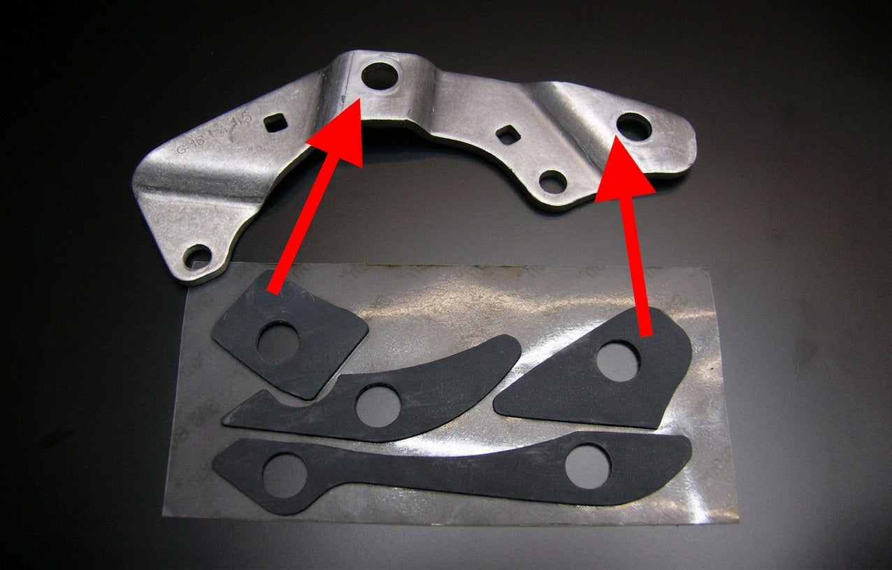 Zuordnung der vier Dämpfungsfolien zu Motor und Montageplatte beim Bosch Gen2 E-Bike Motor.