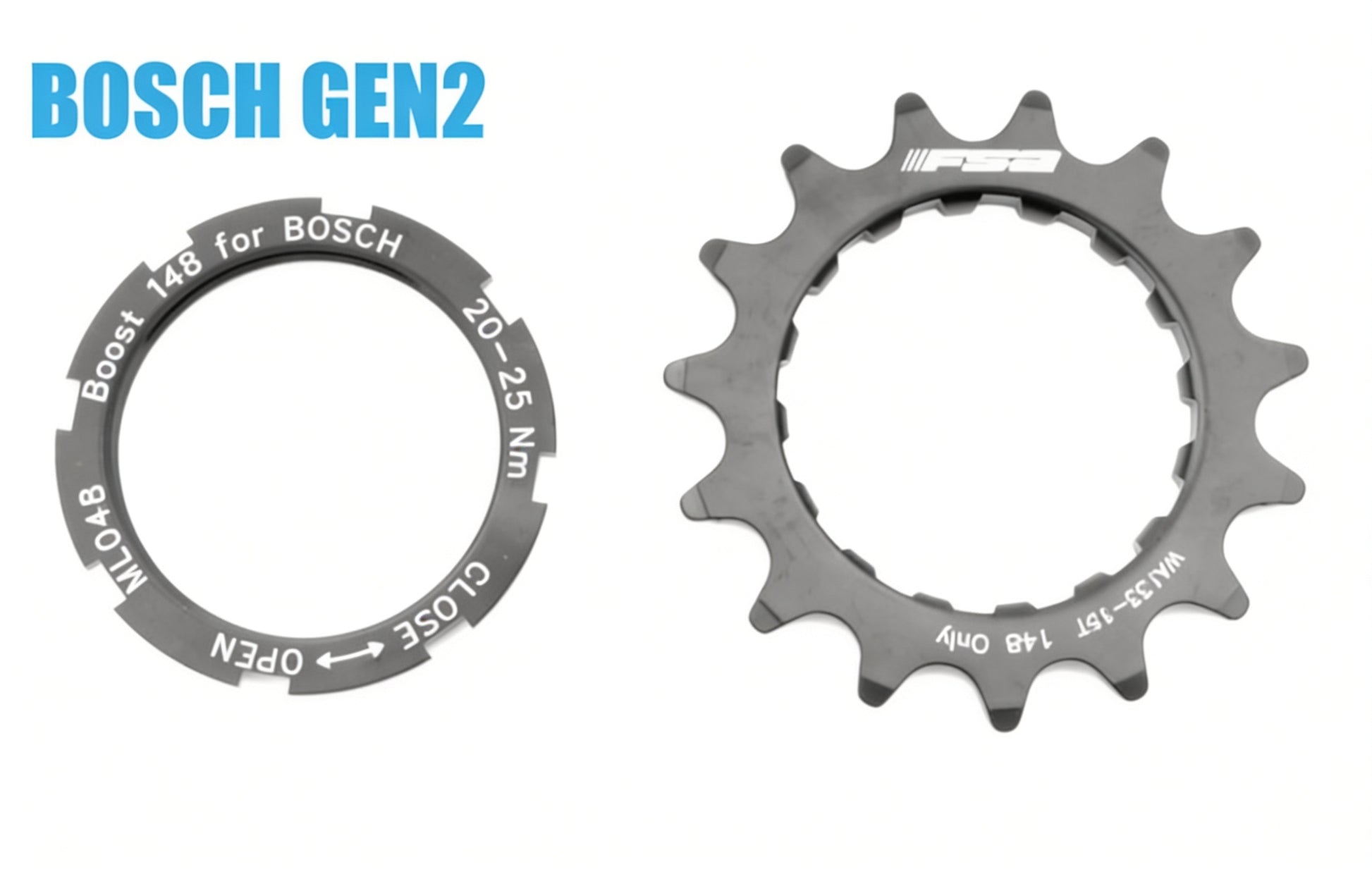 FSA BOOST Ritzel 15 Zähne mit Verschlussring und O-Ring für Bosch Gen2 E-Bike Motoren, 2,5 mm Offset für Boost 148.